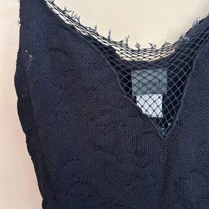 Vintage Black Mesh Fishnet Midi Dress